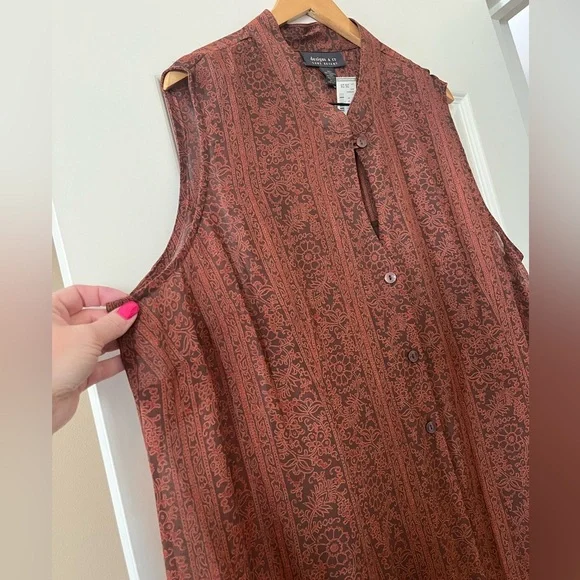 Lane Bryant Designs & Co. Light Brown Patterned Maxi Length Dress Size 24W - Picture 6 of 13
